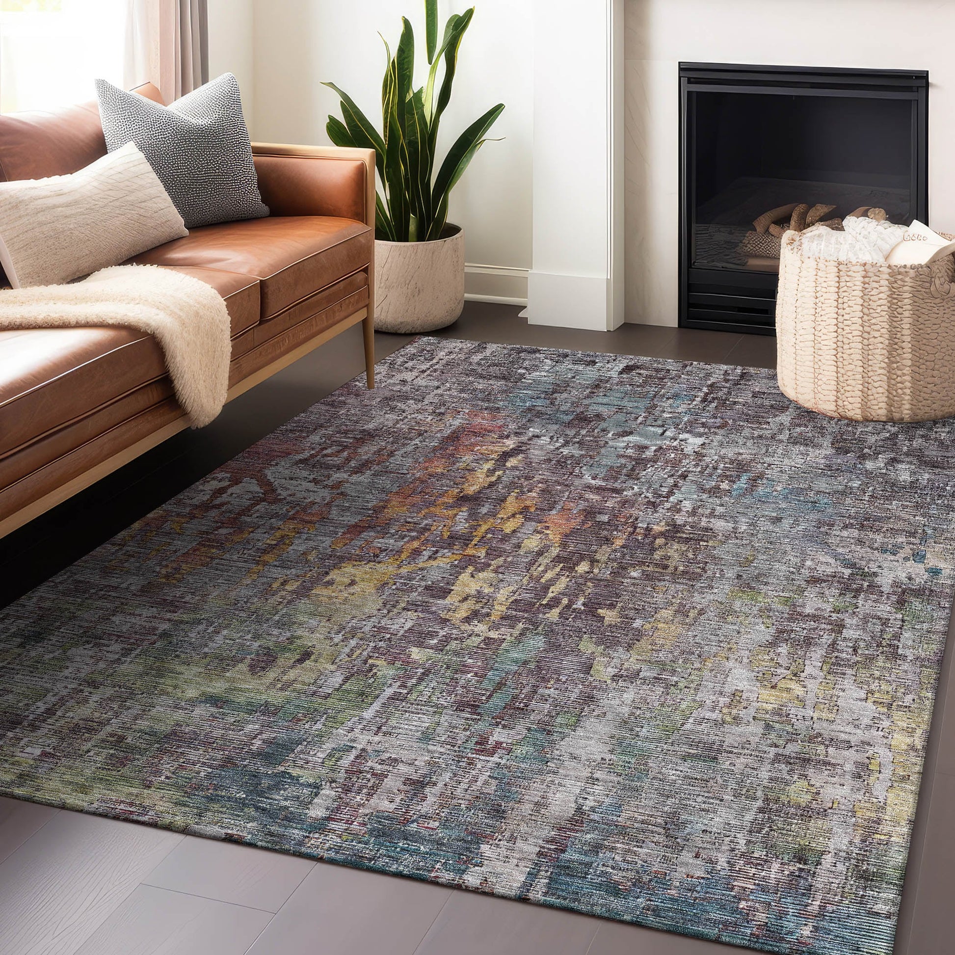 Addison Rugs Chantille ACN1237PW 9 x 12 (ft) Pewter Rectangular Indoor/Outdoor Geometric Machine washable Pet Friendly Area rug