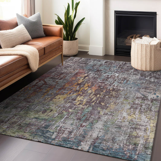 Addison Rugs Chantille ACN1237PW 9 x 12 (ft) Pewter Rectangular Indoor/Outdoor Geometric Machine washable Pet Friendly Area rug