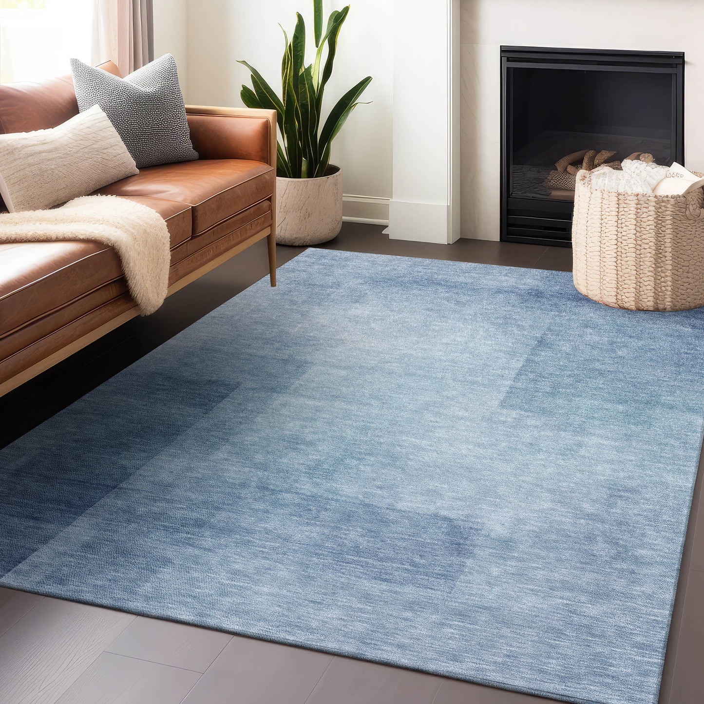 Addison Rugs Chantille ACN1244BU 9 x 12 (ft) Blue Rectangular Indoor/Outdoor Geometric Machine washable Pet Friendly Area rug