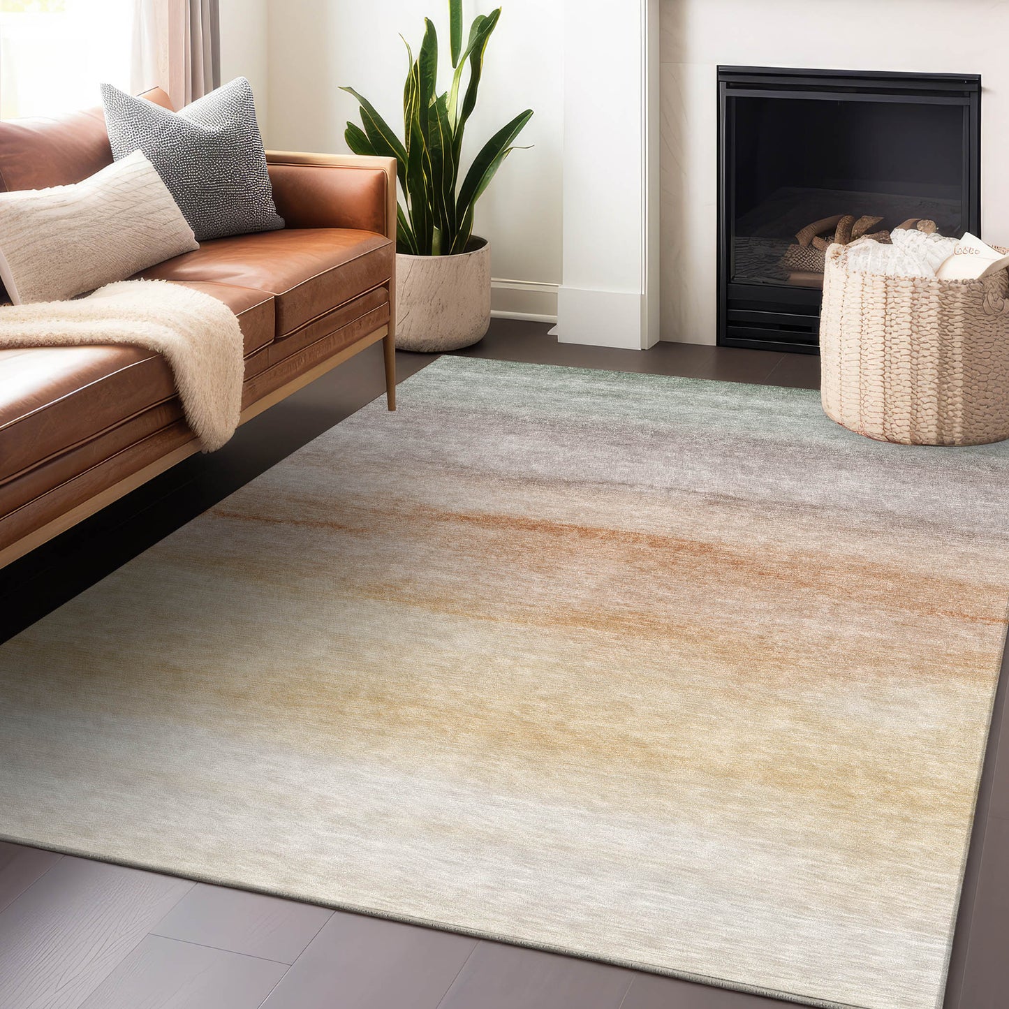 Addison Rugs Chantille ACN1253CR 9 x 12 (ft) Coral Rectangular Indoor/Outdoor Geometric Machine washable Pet Friendly Area rug