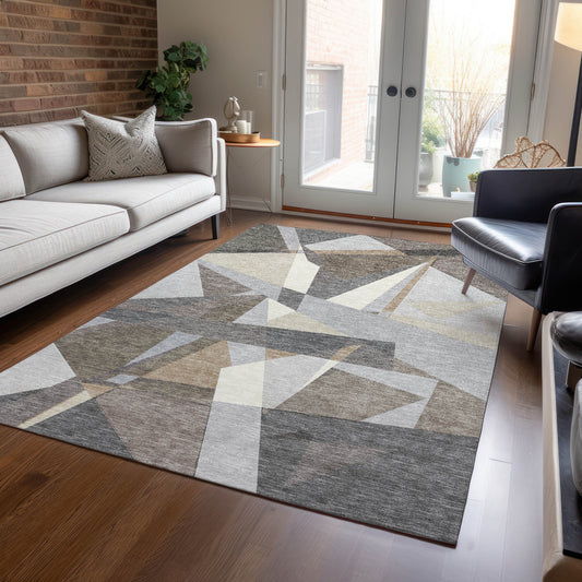 Addison Rugs Chantille ACN1613TP 8 x 10 (ft) Taupe Rectangular Indoor/Outdoor Geometric Machine washable Pet Friendly Area rug