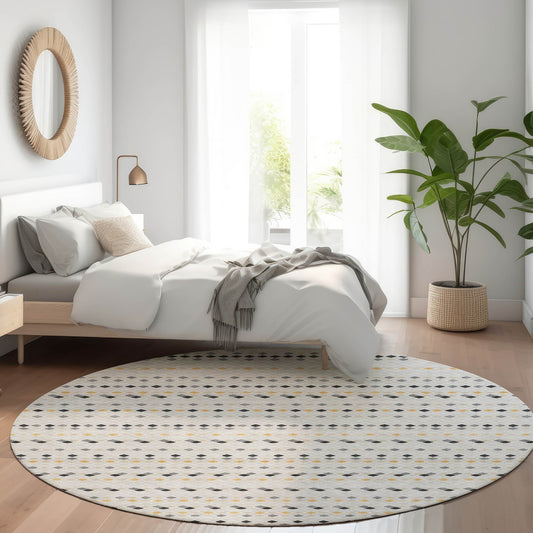 Addison Rugs Chantille ACN1417SV 8 x 8 (ft) Silver Round Indoor/Outdoor Geometric Machine washable Pet Friendly Area rug