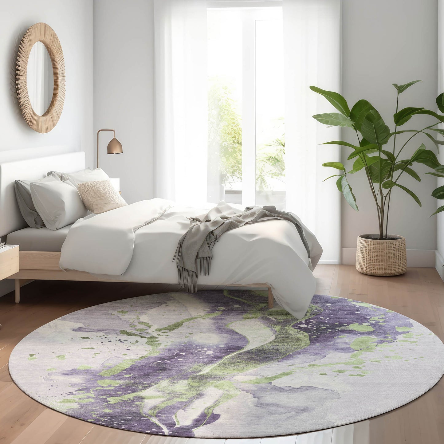 Addison Rugs Chantille ACN1526PP 8 x 8 (ft) Purple Round Indoor/Outdoor Geometric Machine washable Pet Friendly Area rug