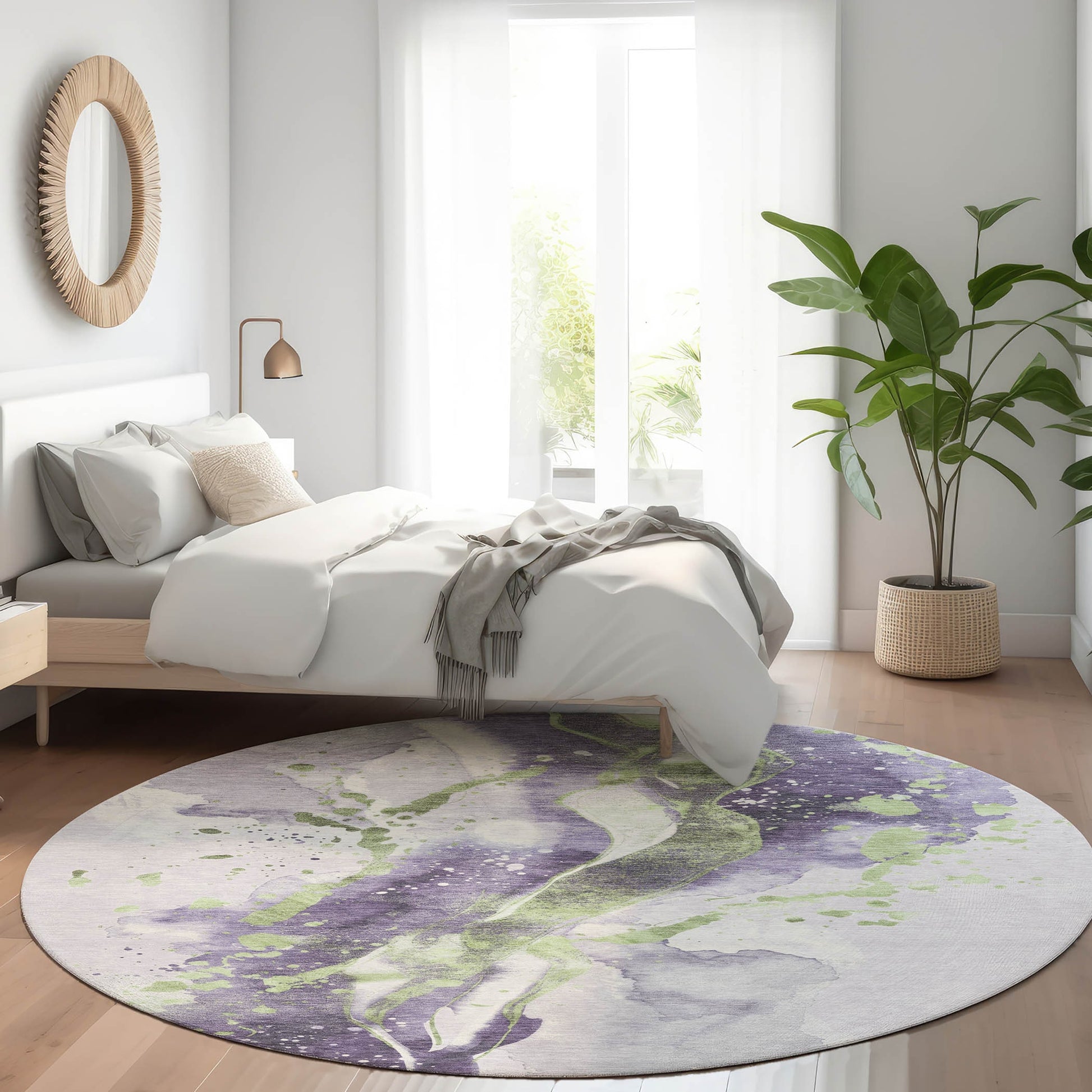 Addison Rugs Chantille ACN1526PP 8 x 8 (ft) Purple Round Indoor/Outdoor Geometric Machine washable Pet Friendly Area rug