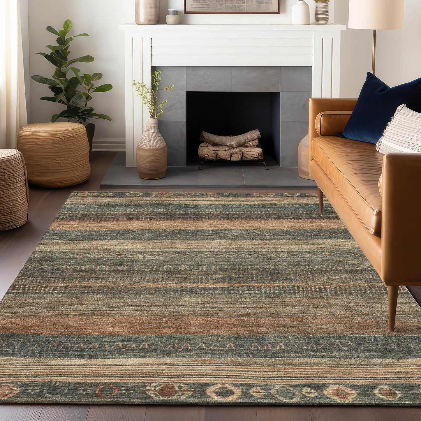 Addison Rugs Chantille ACN1847FE 9 x 12 (ft) Loomed Fern Rectangular Indoor/Outdoor Geometric Machine washable Pet Friendly Area rug