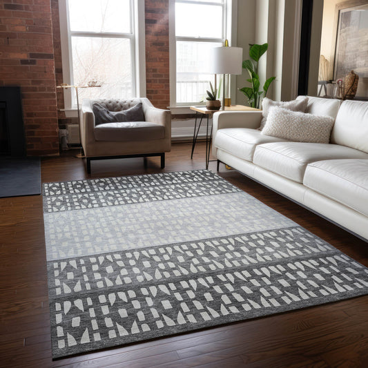 Addison Rugs Chantille ACN964GY 9 x 12 (ft) Loomed Gray Rectangular Indoor/Outdoor Machine washable Pet Friendly Area rug