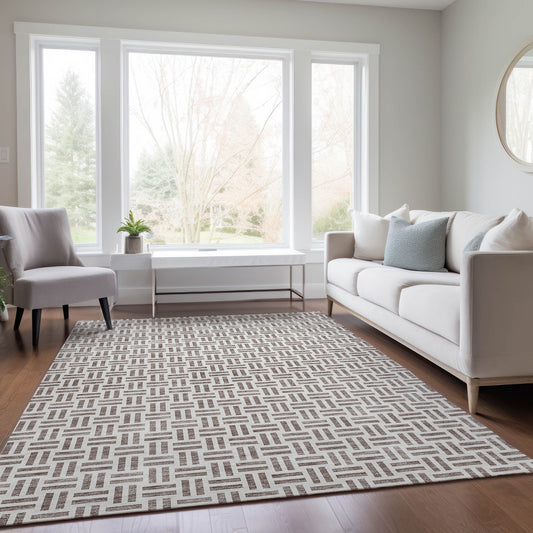 Addison Rugs Chantille ACN978TP 8 x 10 (ft) Loomed Taupe Rectangular Indoor/Outdoor Machine washable Pet Friendly Area rug