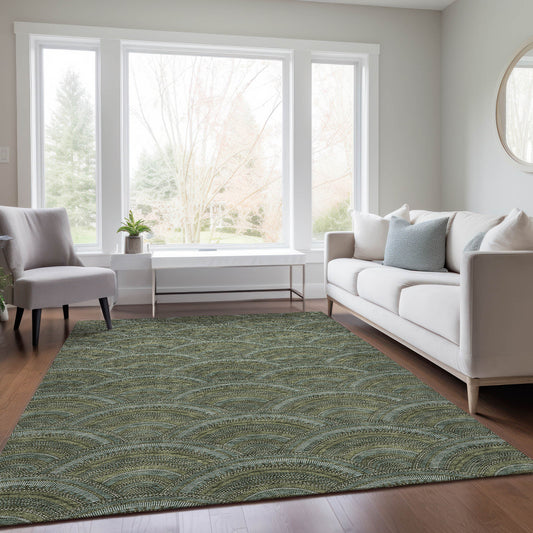 Addison Rugs Chantille ACN984OL 8 x 10 (ft) Loomed Olive Rectangular Indoor/Outdoor Machine washable Pet Friendly Area rug