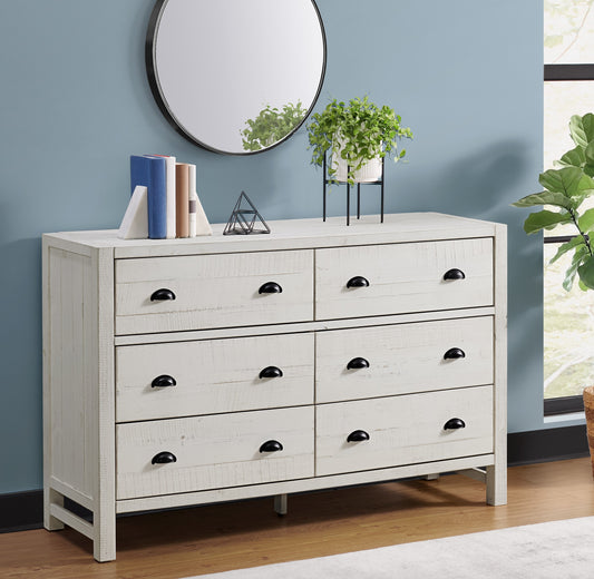 Alaterre Furniture Windsor Double Dresser Driftwood White Pine 6 -Drawer Standard dresser