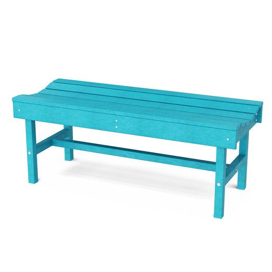 Wildridge Classic Vineyard 46.5-in W x 18.5-in H Aruba Blue Plastic Garden Bench