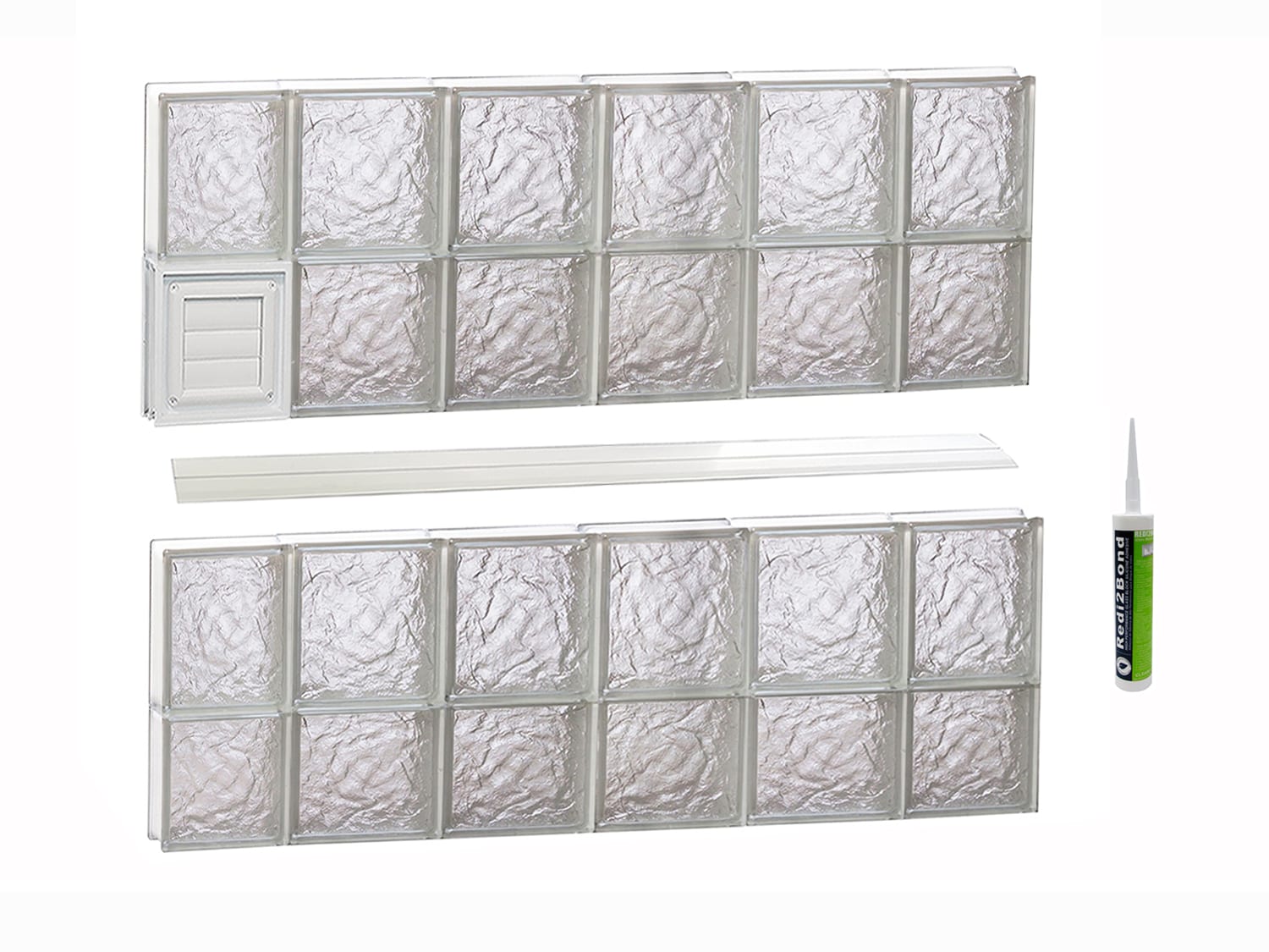 REDI2SET Ice Glass 42-1/2-in x 29-in Frameless Replacement Dryer vent Glass Block Window