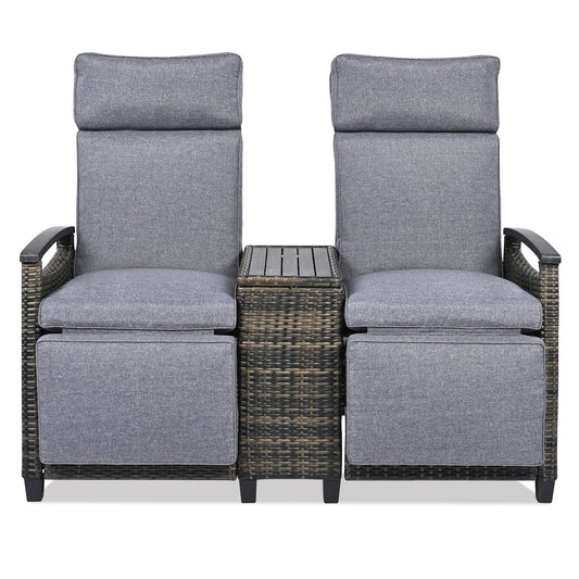 Bybafun Patio Conversation Set with Gray Cushions
