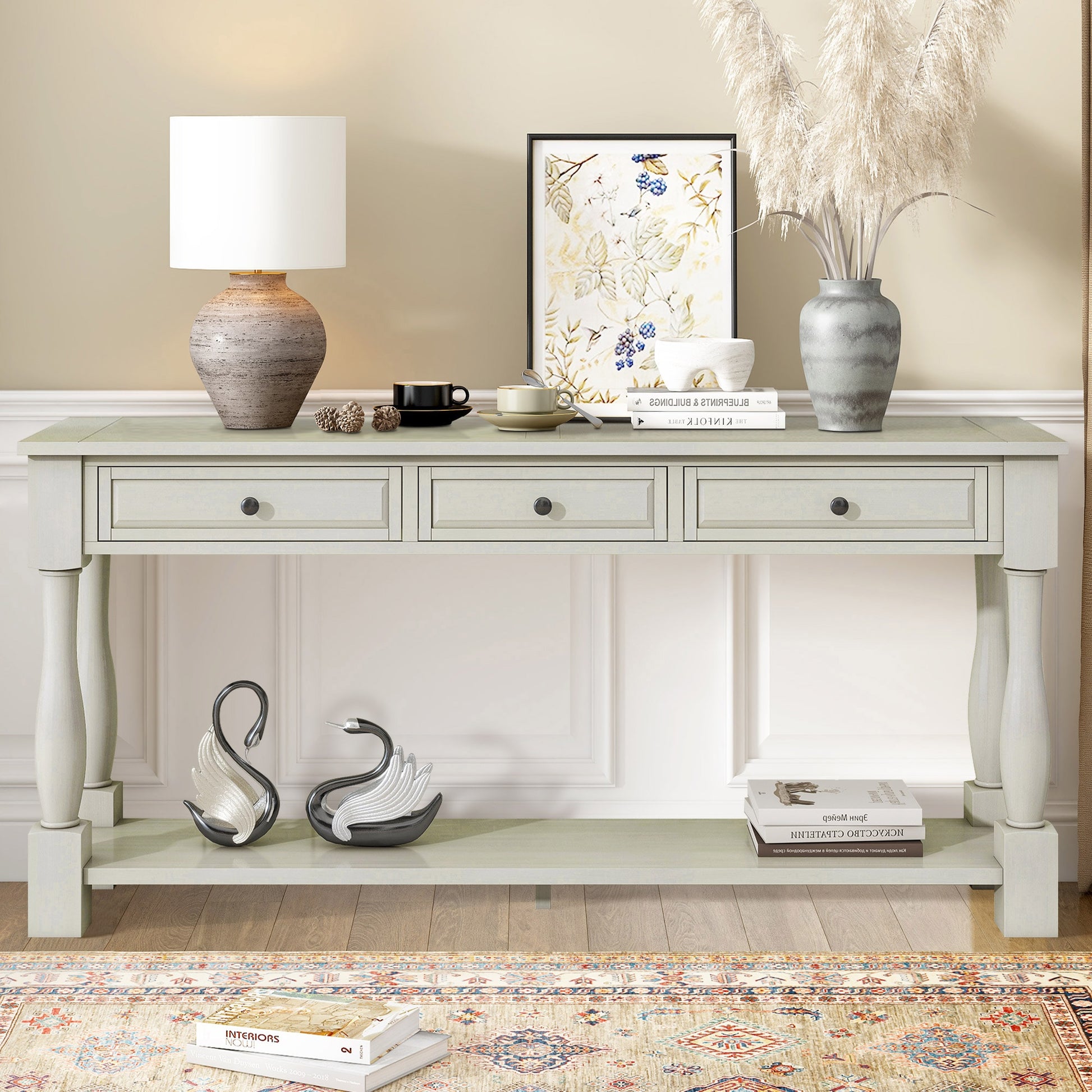 Bella Depot Midcentury Wood Painted 63-in W x 30-in H Console table with Drawers