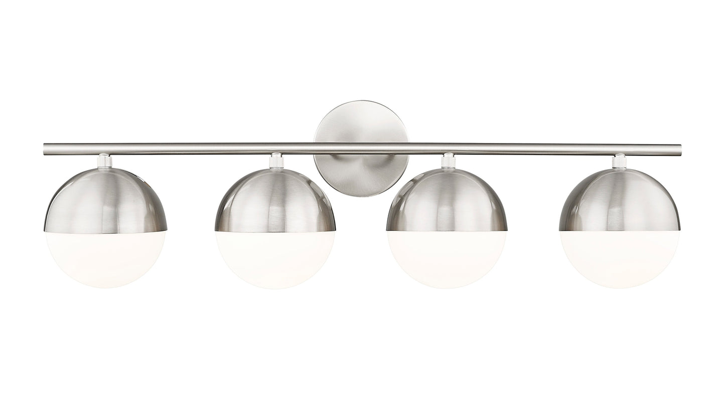 Z-Lite Realm Sphere 32.25-in 4 -Light Brushed Nickel Transitional Vanity light