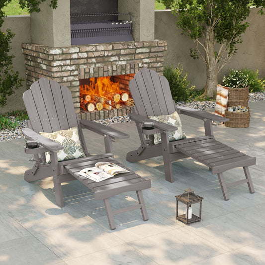 ACEGOSES Adirondack Chair Set of 2 Coffee Brown Stationary Adirondack Chair with Slat Seat