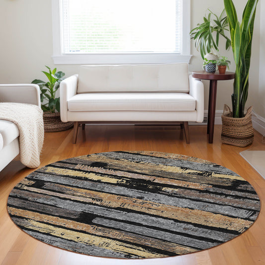 Addison Rugs Chantille ACN1665BK 8 x 8 (ft) Loomed Black Round Indoor/Outdoor Machine washable Pet Friendly Area rug