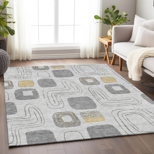 Addison Rugs Chantille ACN1670GY 8 x 10 (ft) Loomed Gray Rectangular Indoor/Outdoor Machine washable Pet Friendly Area rug