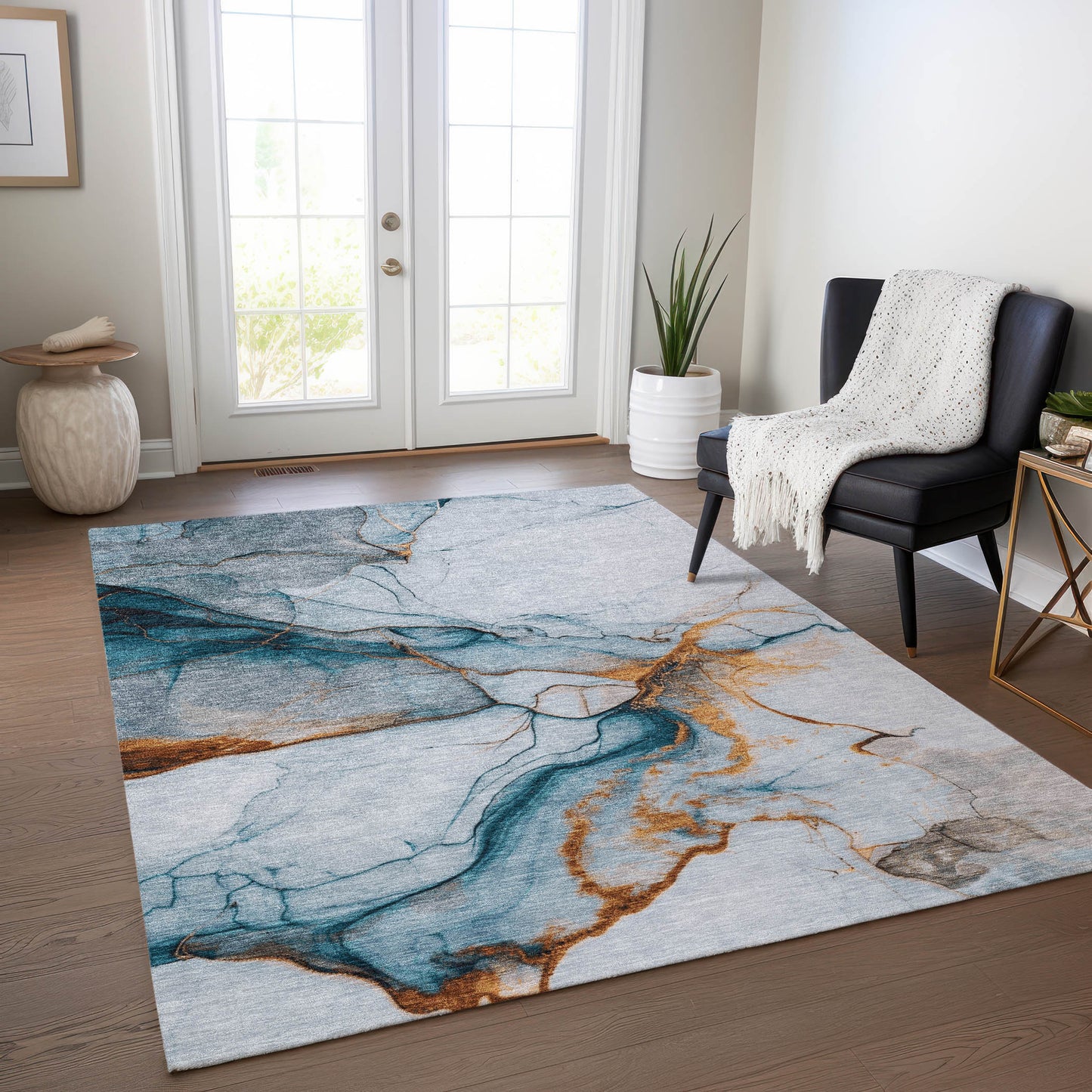 Addison Rugs Chantille ACN1690SK 8 x 10 (ft) Loomed Sky Rectangular Indoor/Outdoor Machine washable Pet Friendly Area rug