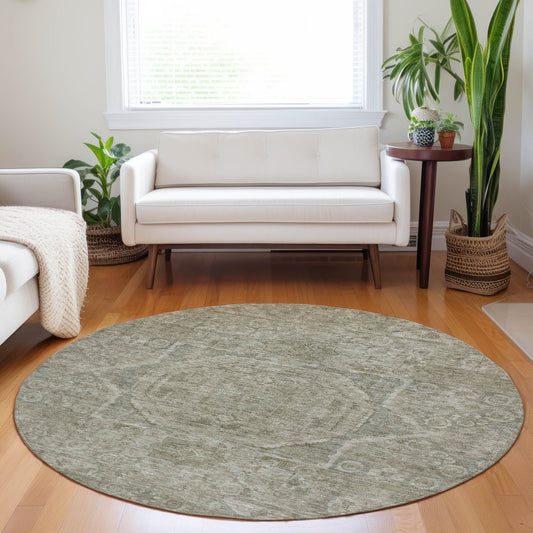 Addison Rugs Chantille ACN1743GY 8 x 8 (ft) Loomed Gray Round Indoor/Outdoor Machine washable Pet Friendly Area rug