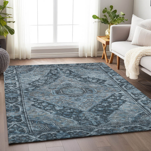 Addison Rugs Chantille ACN1761NA 8 x 10 (ft) Loomed Navy Rectangular Indoor/Outdoor Machine washable Pet Friendly Area rug