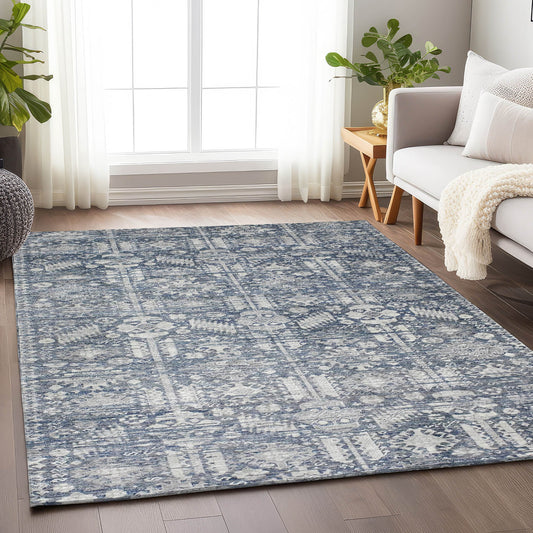 Addison Rugs Chantille ACN1771BU 9 x 12 (ft) Loomed Blue Rectangular Indoor/Outdoor Machine washable Pet Friendly Area rug