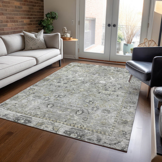 Addison Rugs Chantille ACN1772PW 8 x 10 (ft) Loomed Pewter Rectangular Indoor/Outdoor Machine washable Pet Friendly Area rug