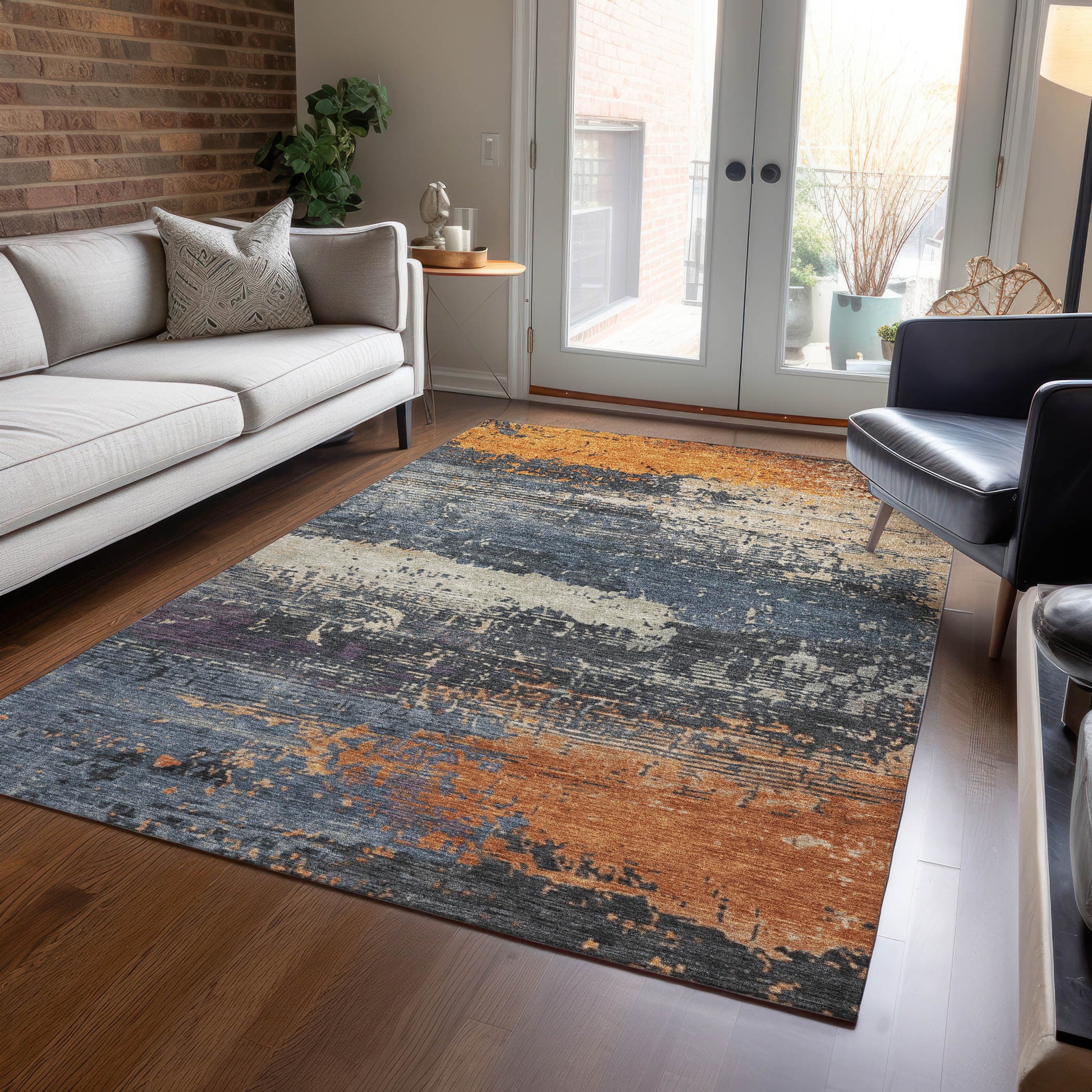 Addison Rugs Chantille ACN1777BU 8 x 10 (ft) Loomed Blue Rectangular Indoor/Outdoor Machine washable Pet Friendly Area rug