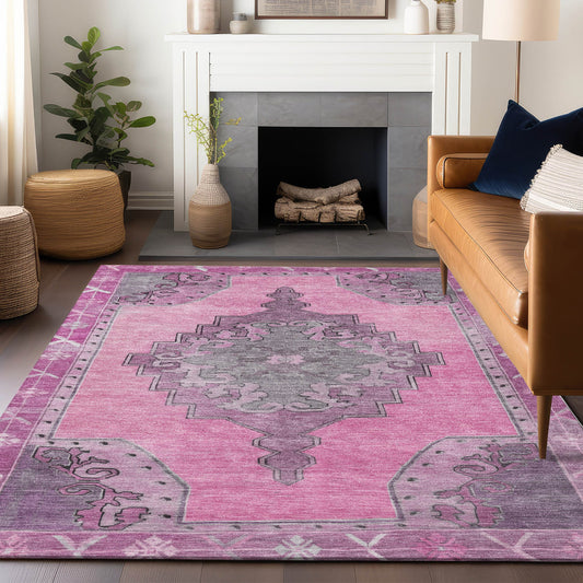 Addison Rugs Chantille ACN1731PI 8 x 10 (ft) Loomed Pink Rectangular Indoor/Outdoor Machine washable Pet Friendly Area rug