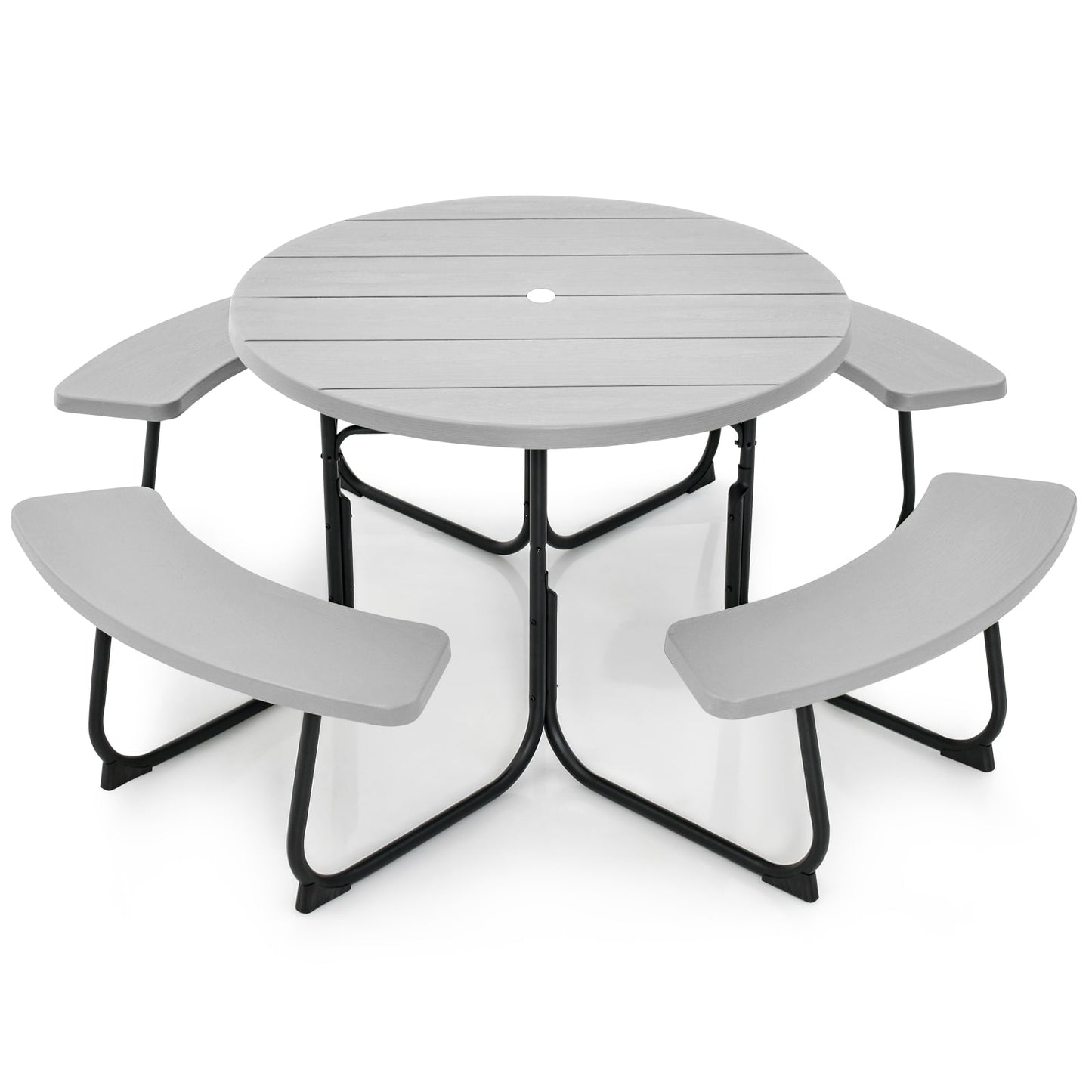 Poinic 43-in Gray Plastic Round Picnic Table