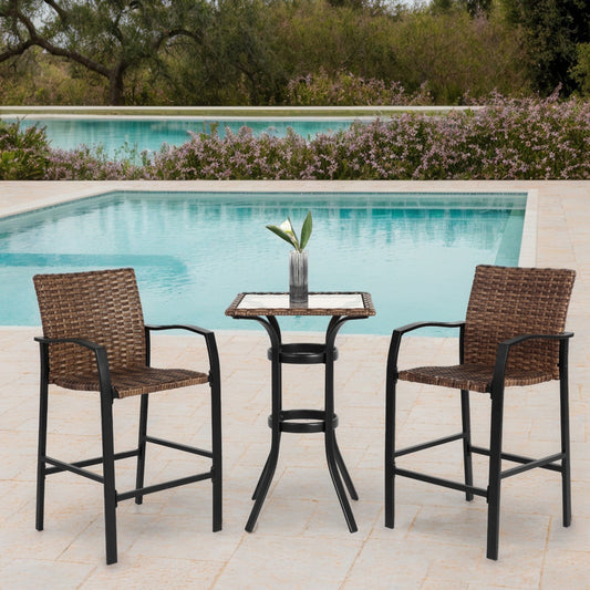 AAZJ Patio Conversation Sets 3 -Piece Rattan Patio Conversation Set