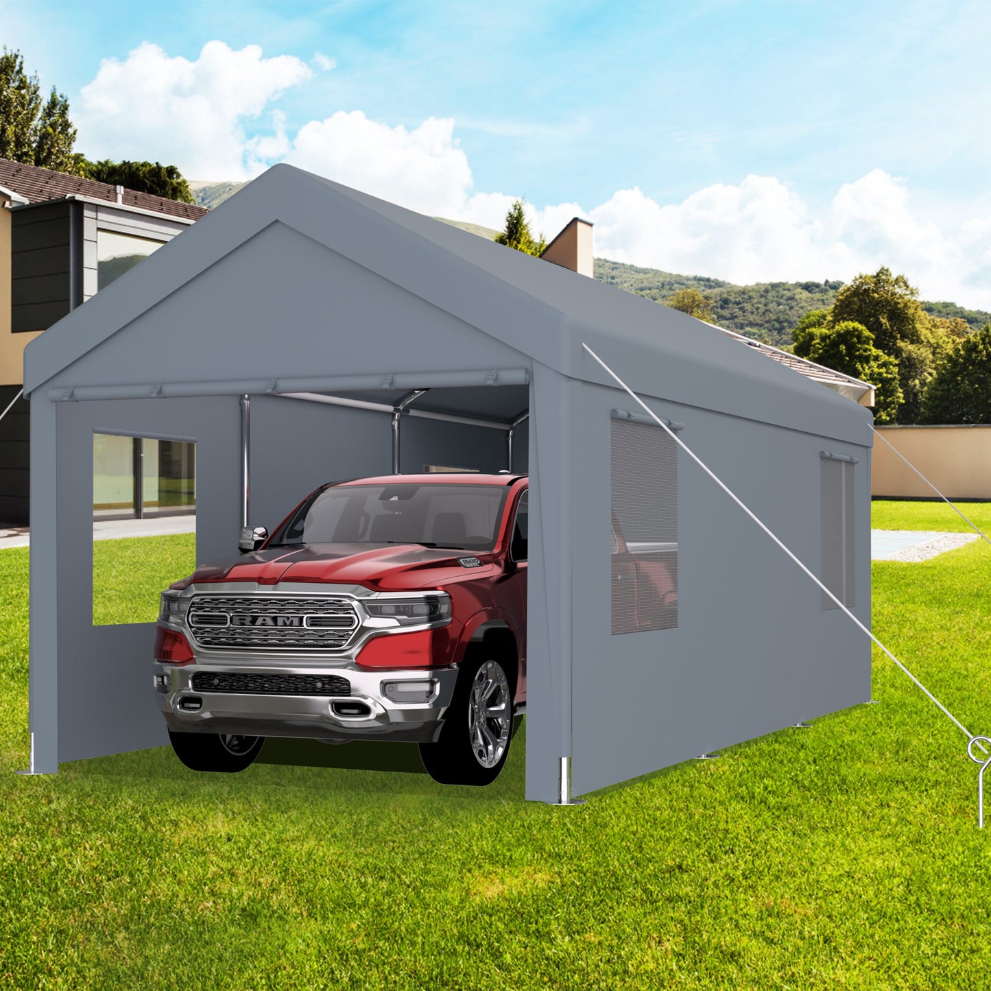 Damerin 12-ft x 20-ft Gazebos Grey Gazebo with Soft Top Roof