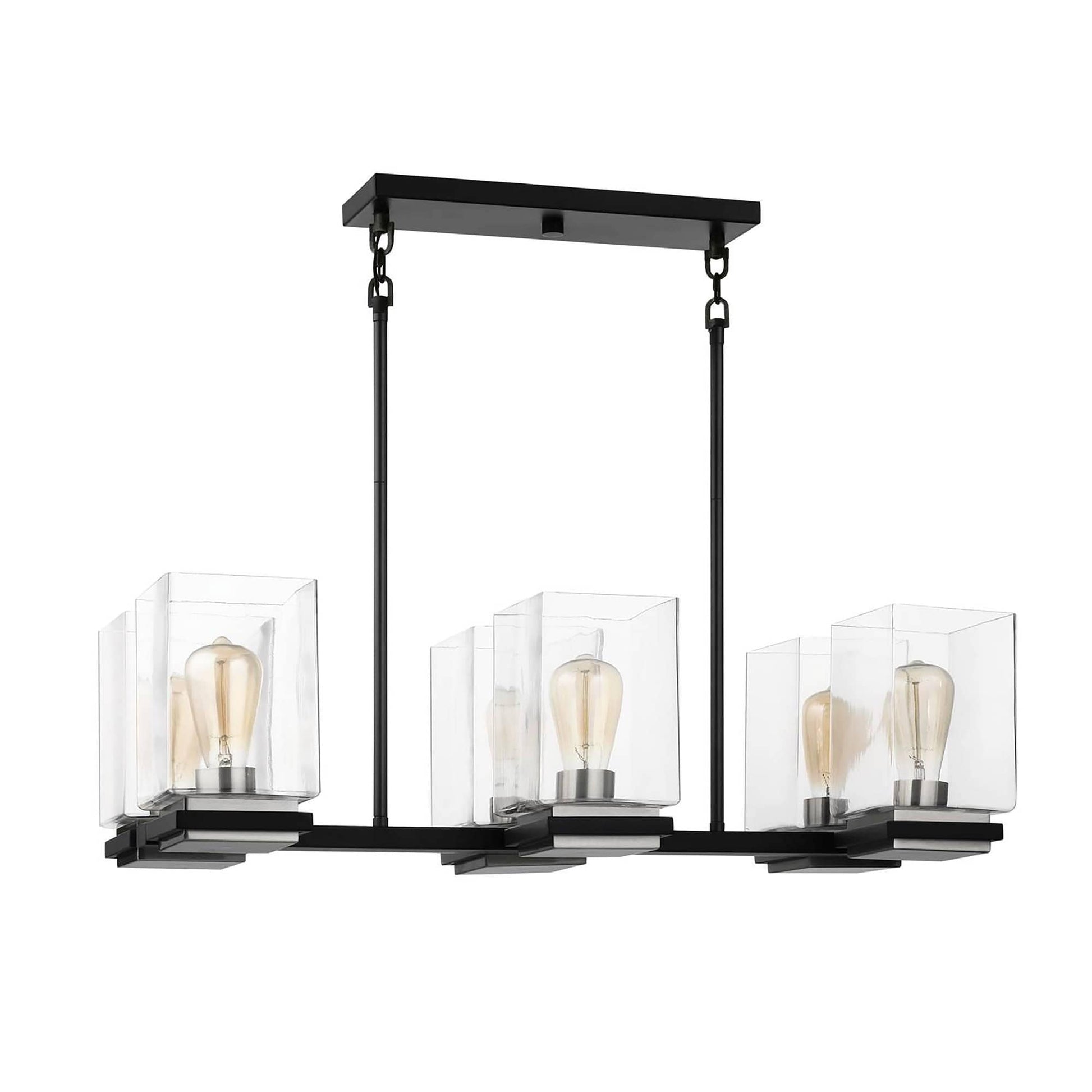 Nuvo Lighting Crossroads 6 - Light -Contemporary Matte Black / black Glass / Steel Chandelier