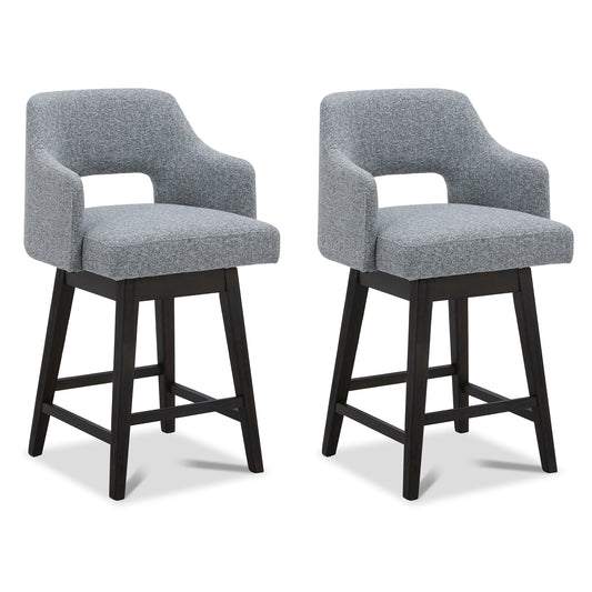 Circle 55 Grayï¼ˆMulti-Coloredï¼‰ 26-in H Counter height Upholstered Swivel Wood Bar Stool 2 -Pack