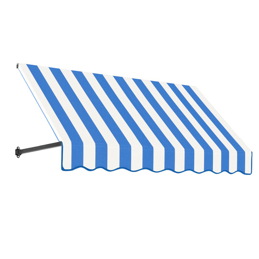 Awntech Dallas Retro 64.5-in Wide x 36-in Projection x 18-in Height Fabric Bright Blue/White Stripe Striped Fixed Window/Door Awning