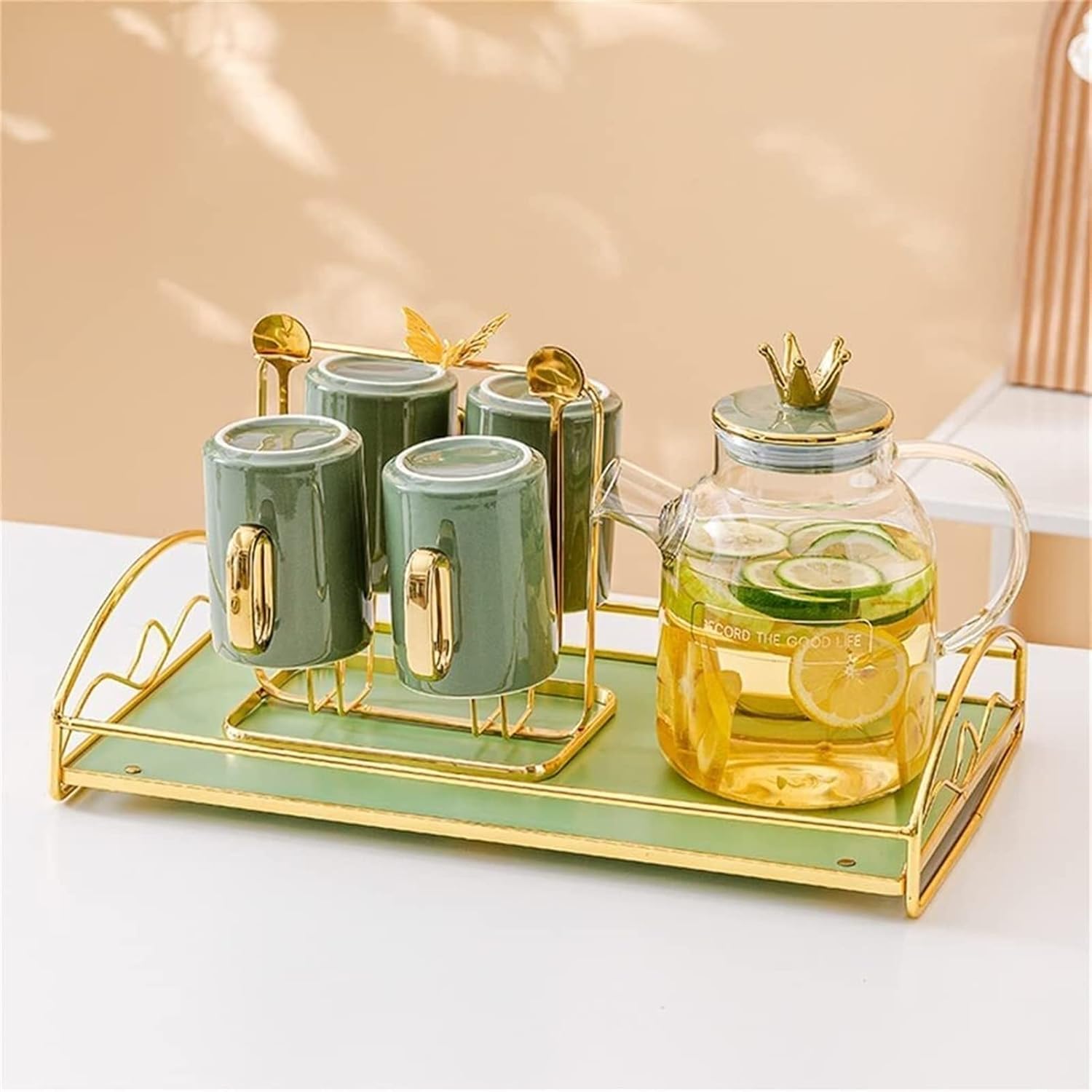 Ordic Round Mouth Kettle Set Cup Home Set Water Appliance Living Room Hospitality Glass Flower Teapot Complete Set