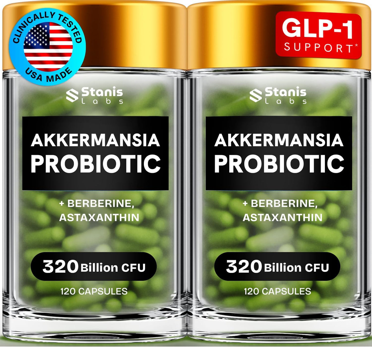 Akkermansia Muciniphila Probiotics 320 Billion CFU| GLP-1 Probiotic and Prebiotic | Akkermansia Probiotics for gut health | Inulin Prebiotic Fiber Capsules Astaxanthin & Berberine & Chromium 240 count