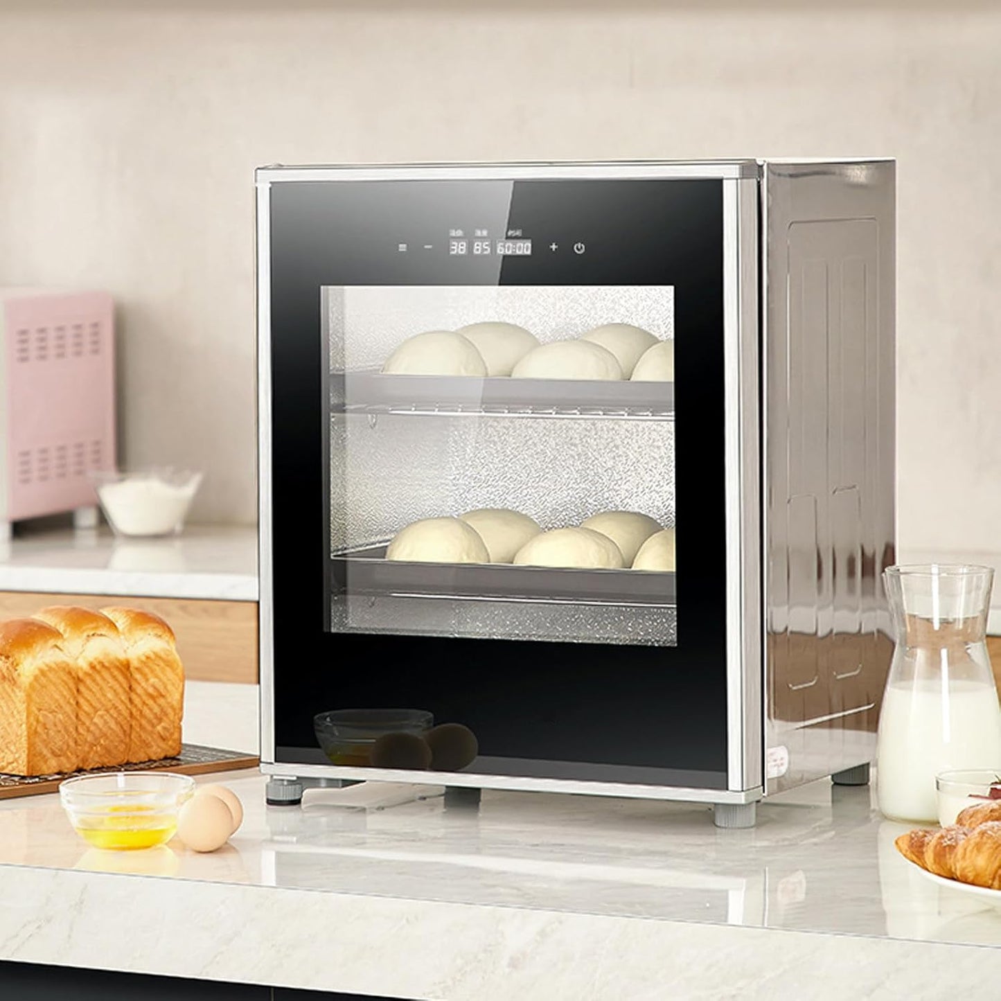 40L Electric Bread Proofer Box with Precise Temp Control | Commercial-Grade Dough Proofing Box 20-50℃ | Heated Countertop Proofer for Sourdough, Yogurt & Natto | Baking Machine