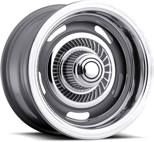15 inch 15x10 Vision Rally Silver wheel rim; dual drilled 5x4.5 5x114.3 / 5x4.75 5x120.65 with a -12 offset. Part Number: 55-5104