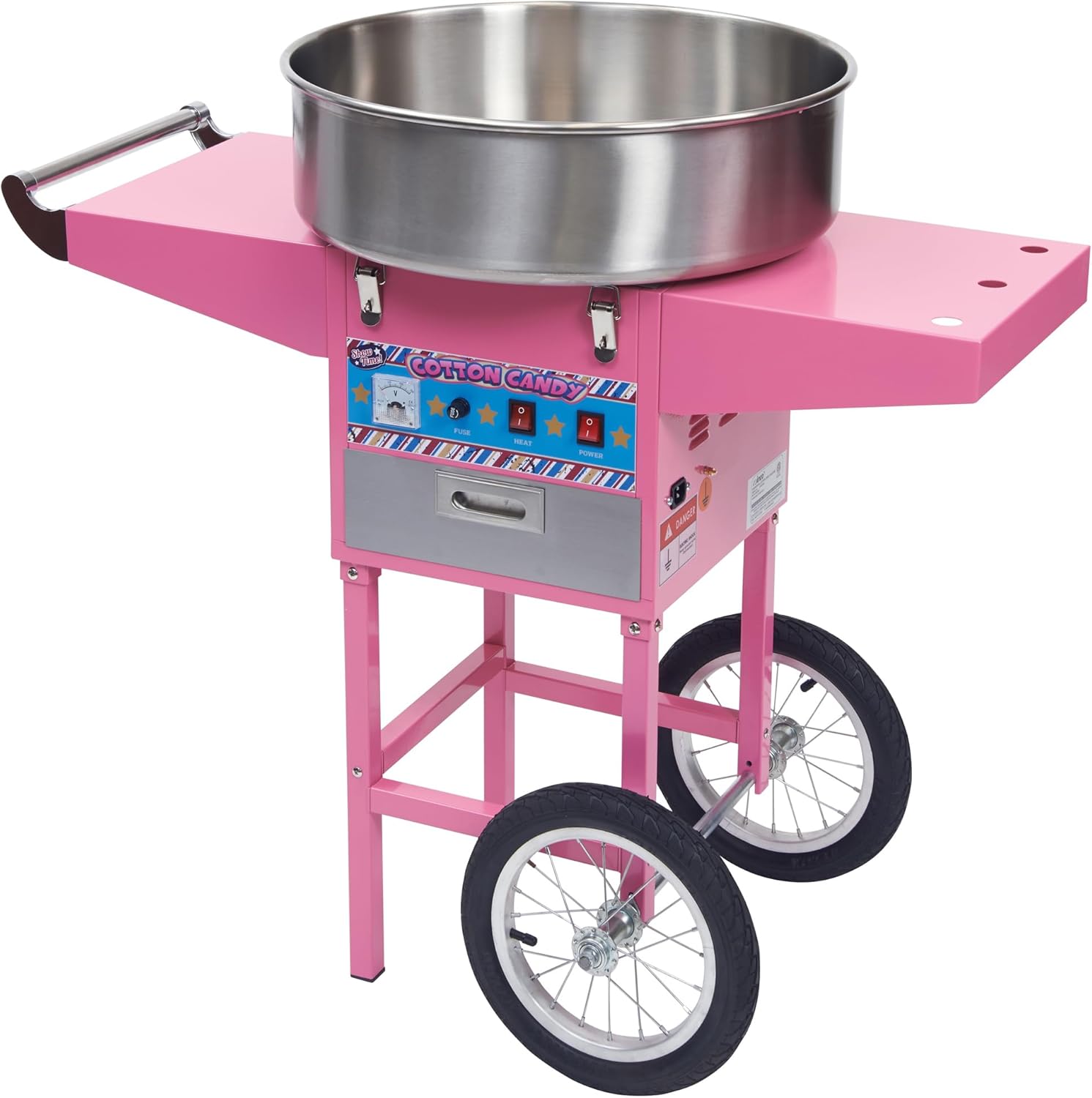 Winco Commercial-Grade Cotton Candy Machine with Cart, 1080w