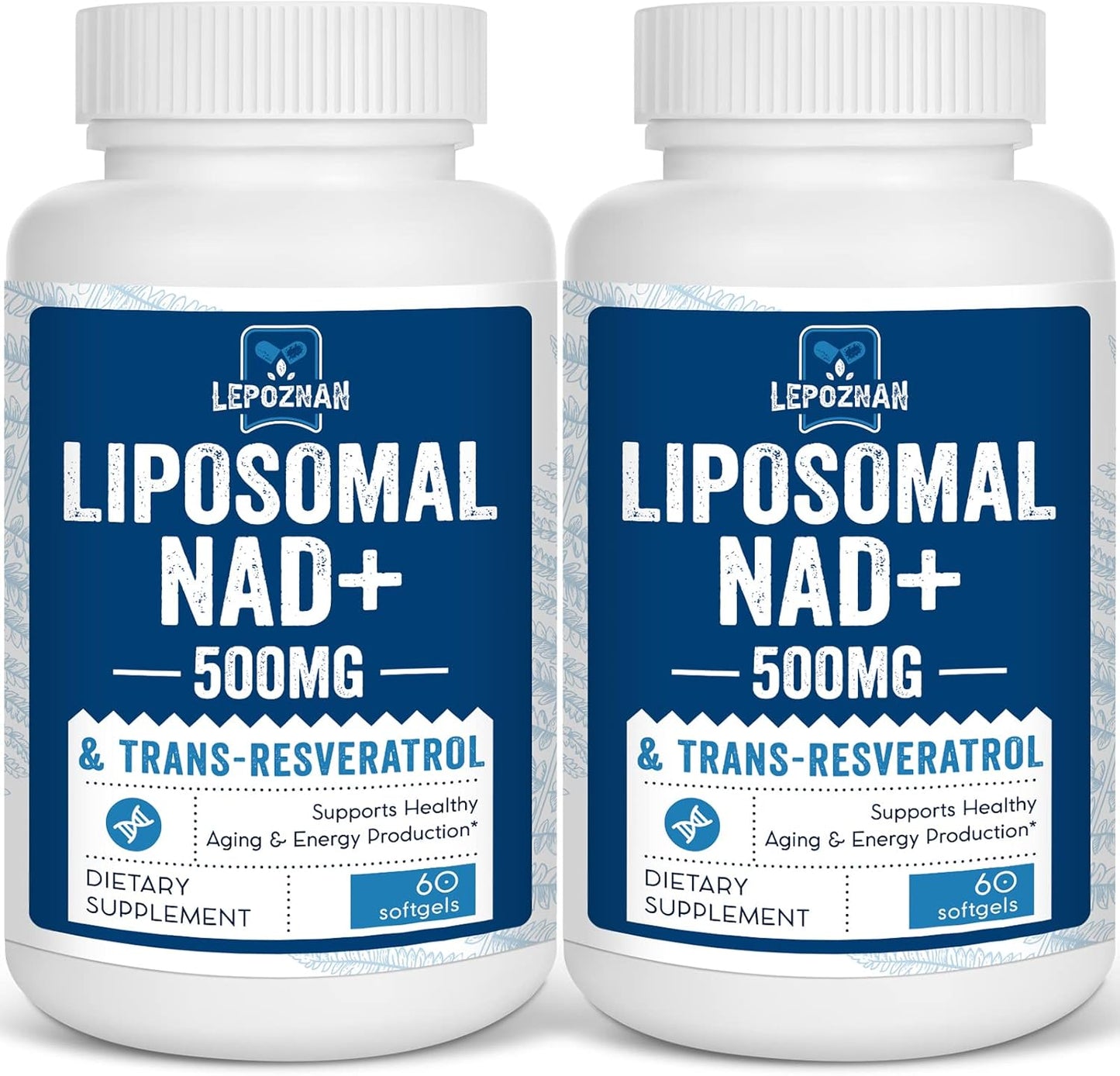 Liposomal NAD+ 500 mg + Trans-Resveratrol 300 mg,Superior Absorption,True NAD Supplement Efficient Than NMN,Nicotinamide Riboside for Cellular Energy Metabolism & DNA Repair,Healthy Aging,120 Softgels