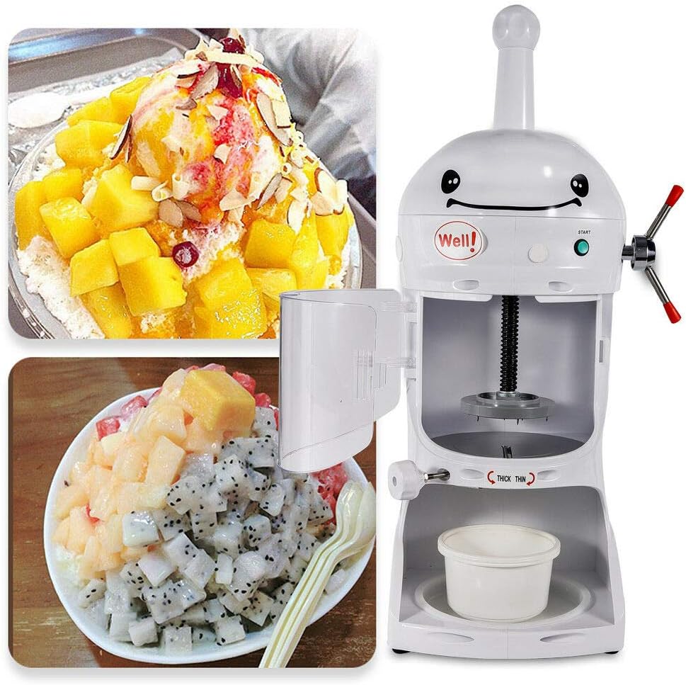 LFJD 350W Ice Shaver Machine Snow Ice Block Shaving Machine Automatic Slushy Shaving Crusher Snow Cone Maker Shaved Ice 90kg/h 250-350rpm/min