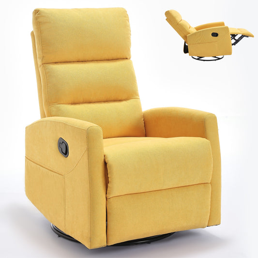 Flynama Yellow Polyester Upholstered Tufted Swivel Zero Gravity Recliner