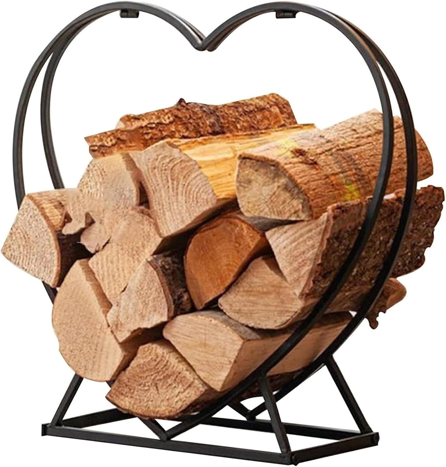 Firewood Log Holder,Outdoor Firewood Racks Black Farmhouse Fireplace Firewood Rack Holder, Waterproof Metal Wood Racks for Porch Wood Shed Yard