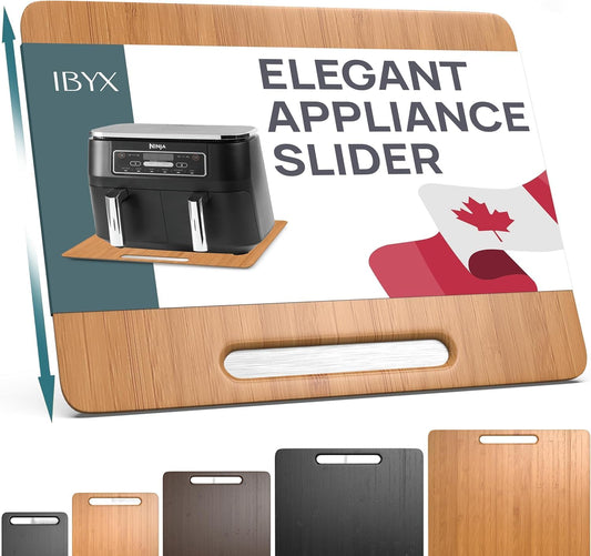 Ibyx Elegant Sliding Tray for Your Coffee Maker & Heavy Kitchen Appliances - Sturdy, Slides Easily from Under The Cabinet (Natural, Large - Wide (16" X 13"))