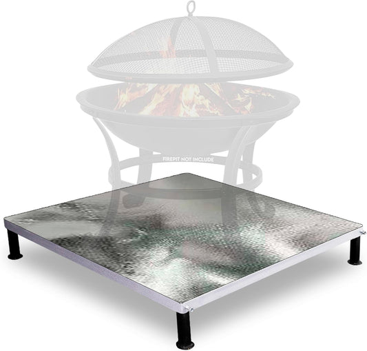 FEBTECH Deck Defender and Grass Guard Fire Pit Heat Shield - 26"x26" Pre-Insulated Steel Heat Shield with Fiberglass Mat for Outdoor Fire Pits-Perfect Protection for Grass,Patio & Wooden Deck Surface