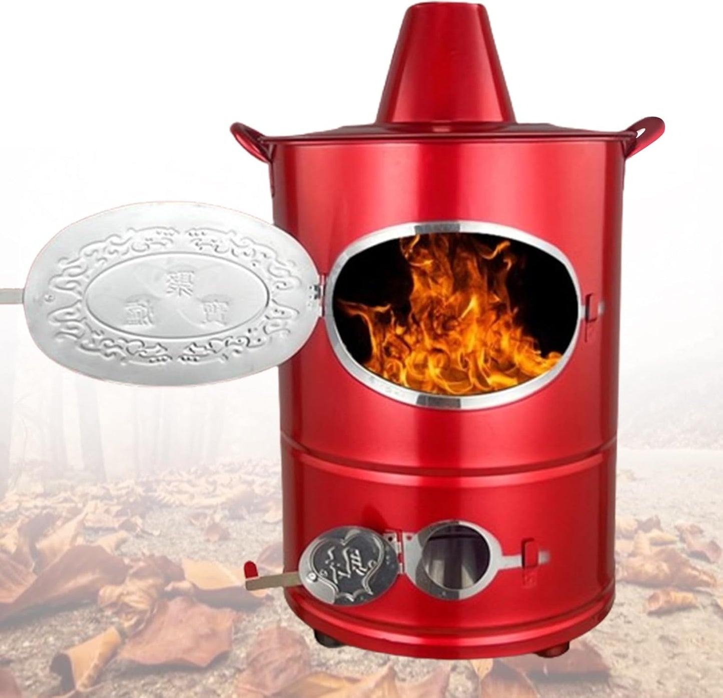 Burn Barrel Fire Barrel for Burning Trash Outdoor 410 Stainless Steel Bin with Portable Hand Carry Incinerator Paper Leaf Wood Backyard Bonfire 35 35 60CM Red (Red 44 * 44 * 66CM)