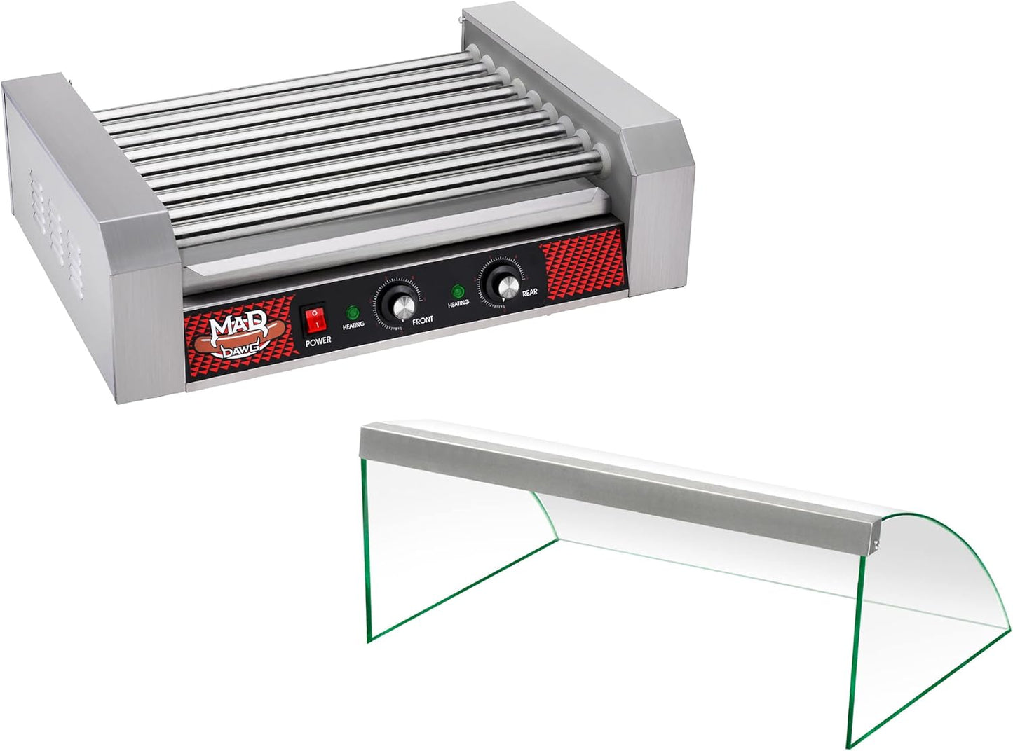 Great Northern Popcorn 9 Roller Hot Dog Machine with Tempered Glass Cover \u2013 Countertop Hot Dog Roller Makes Up to 24 Hotdogs, Brats, or Sausages