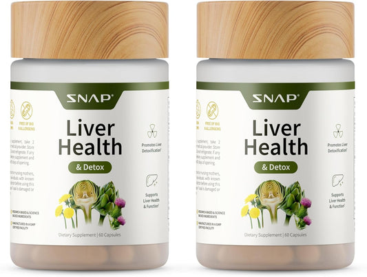 Snap Supplements Liver Health Support Supplement, Natural Liver Cleanse Detox and Repair, 60 Count (Pack of 2)