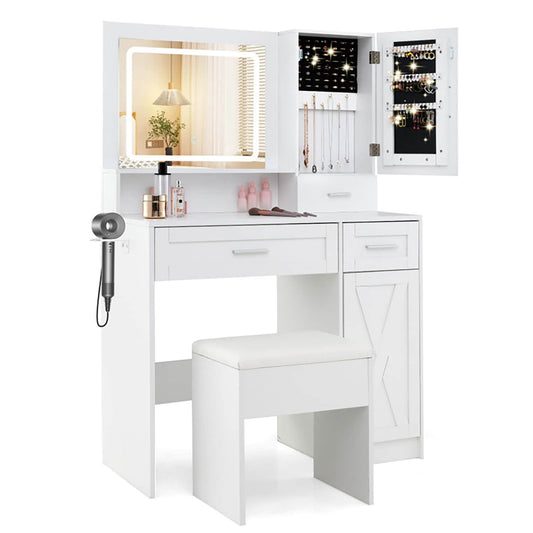 GZMR 35.5-in White Makeup Vanity