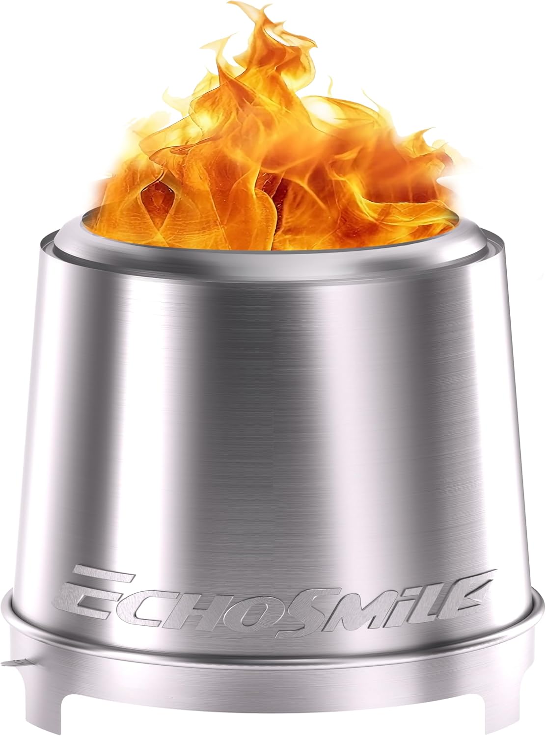 EchoSmile Stainless Steel Smokeless Fire Pit, 18-Inch Wood-Burning Outdoor Firepit with Adjustable Airflow, Three-Layer Combustion, Removable Ash Pan, Portable Fire Pit for Backyard, Patio & Camping